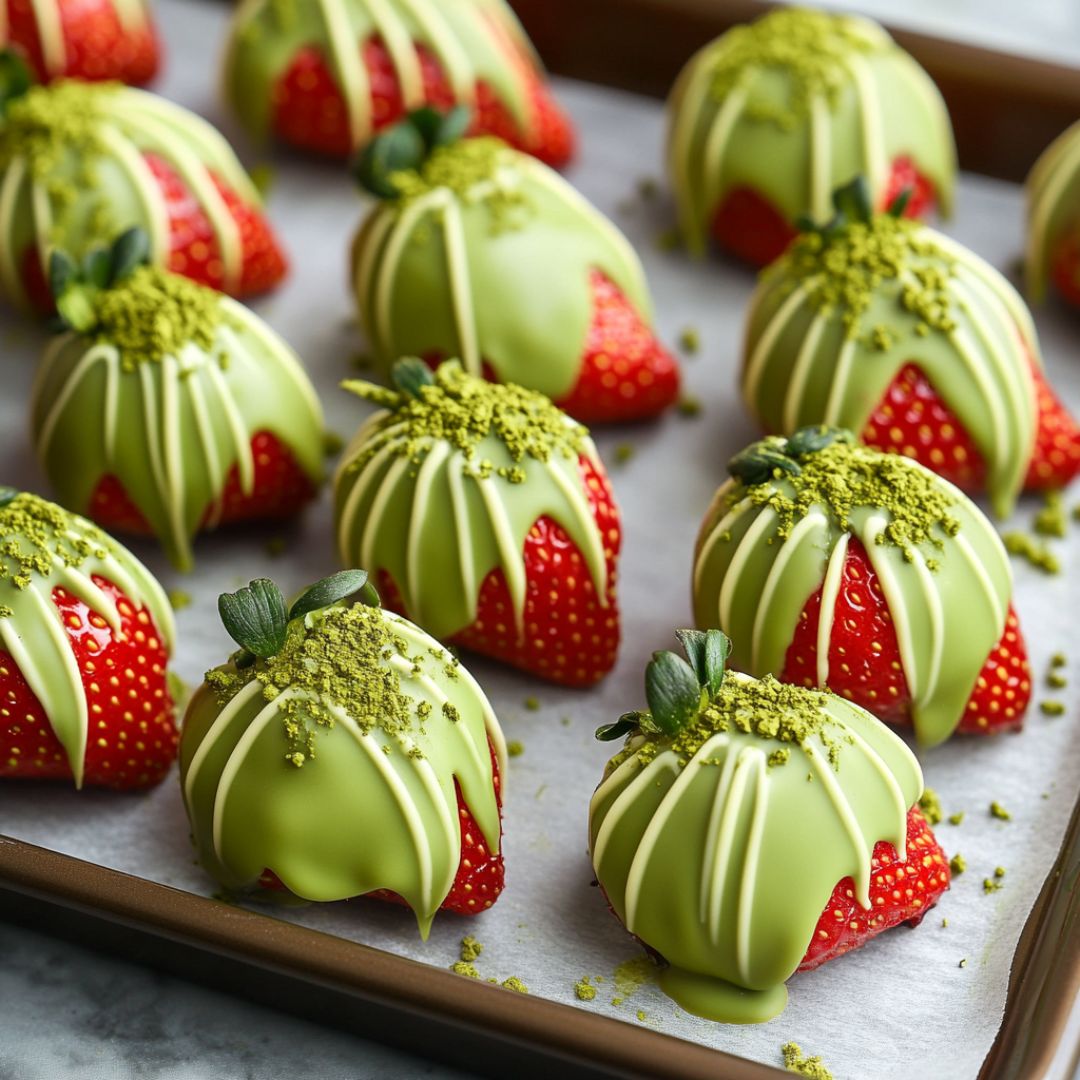 Fraises Enrobées de Chocolat Blanc au Matcha Image