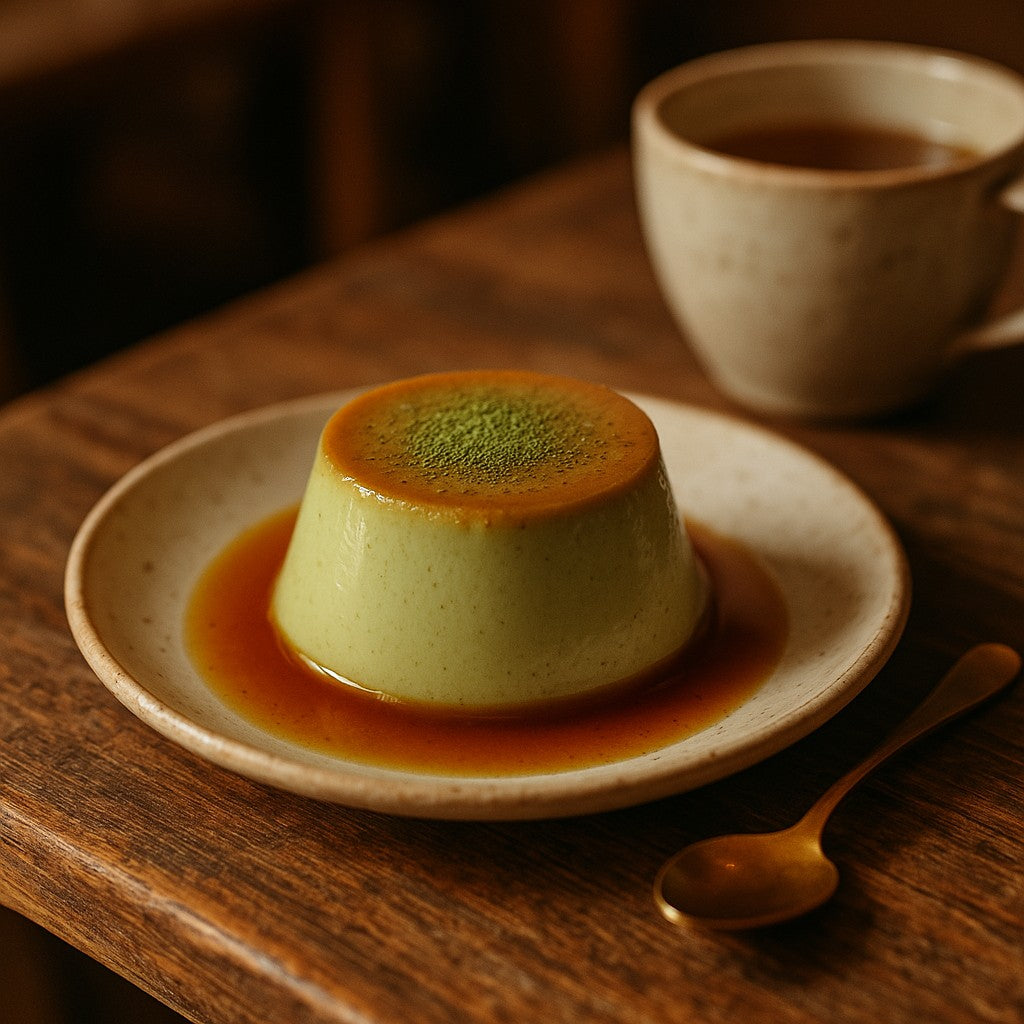 Flan au Matcha : Un Dessert Crémeux et Parfumé Image