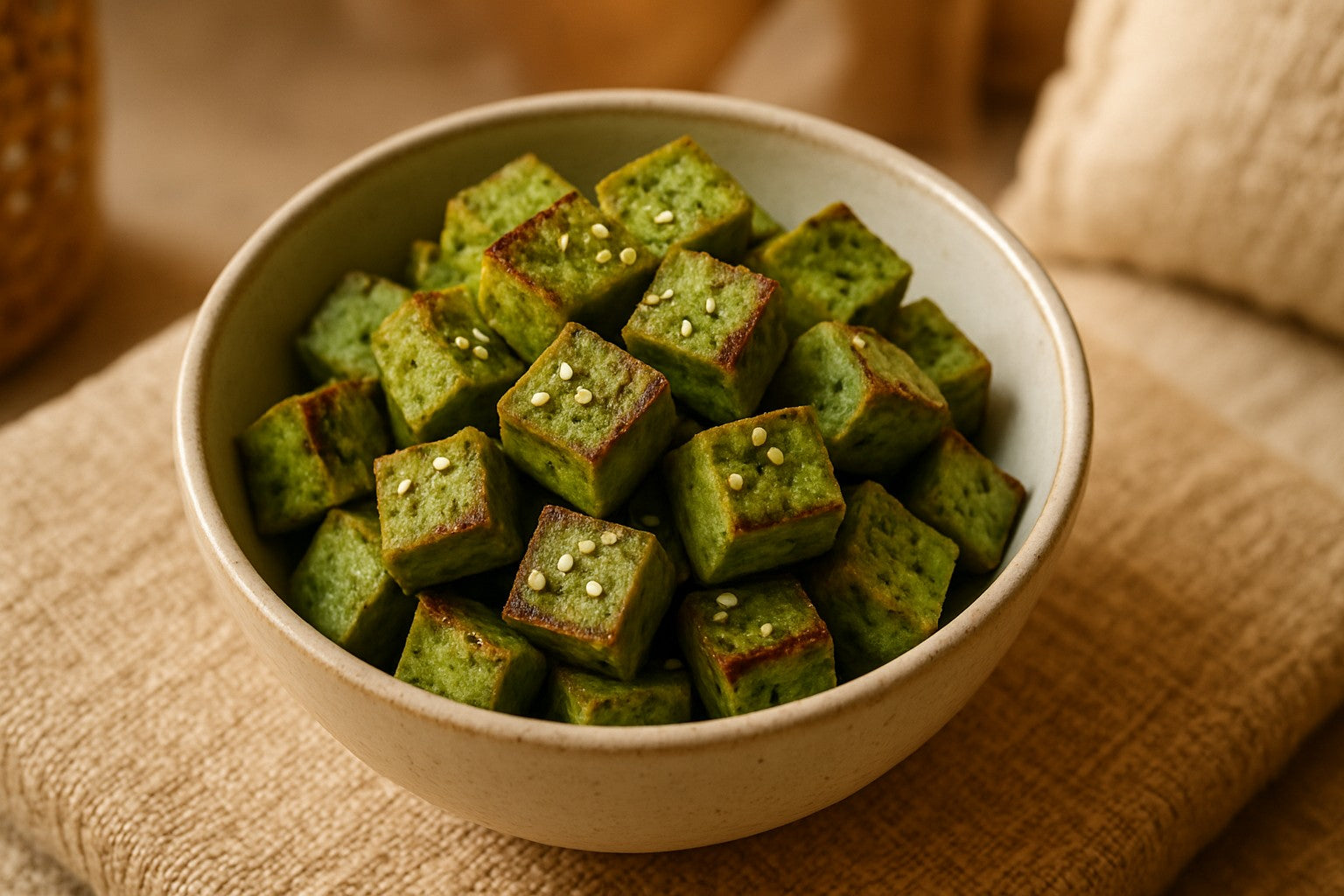 Tofu grillé au matcha et sésame