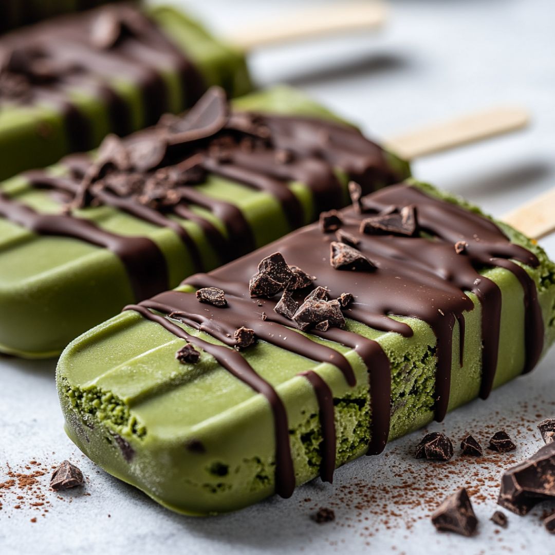 Popsicles au Matcha enrobés de chocolat : Une douceur estivale à déguster